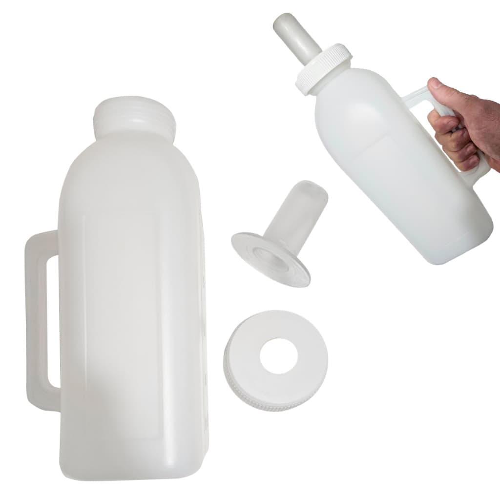 Mamadeira de Bezerro Cabo Alça Chupeta de Silicone Em Anel Alimentação Animal Veterinário 2L