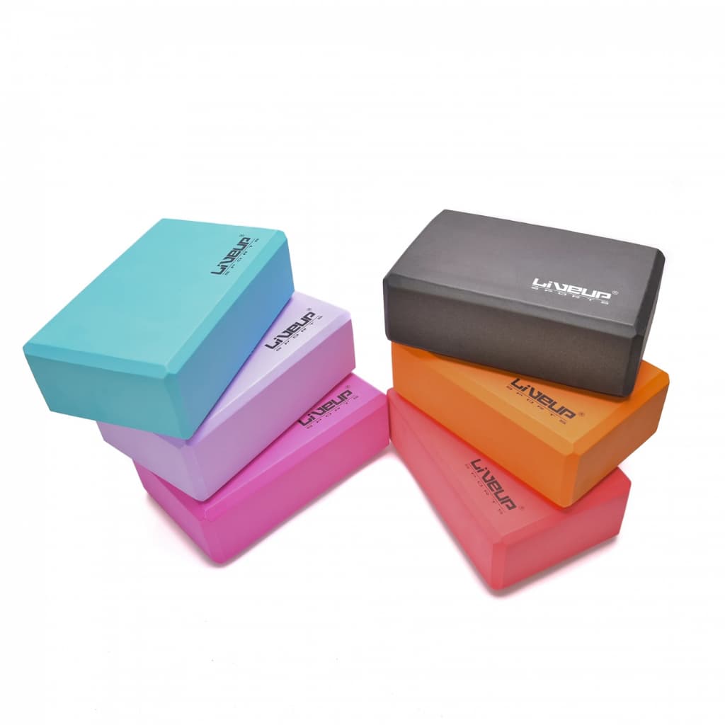 Bloco Yoga de Espuma Preto Azul Vermelho Laranja Rosa Lilás Roxo Liveup Sports