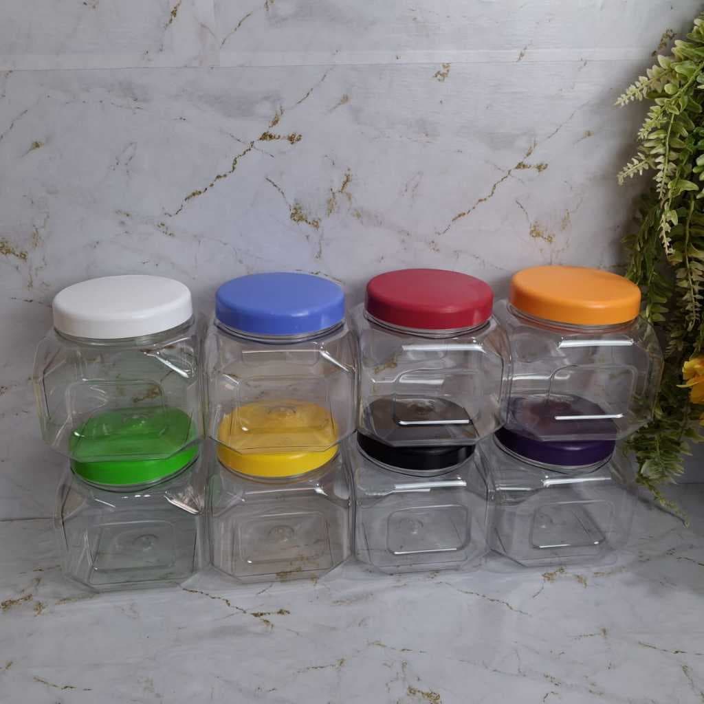 Kit 3 Potes Multiuso 1800ml PET Super Reforçado c/Tampas Coloridas G1050 Galvanotek