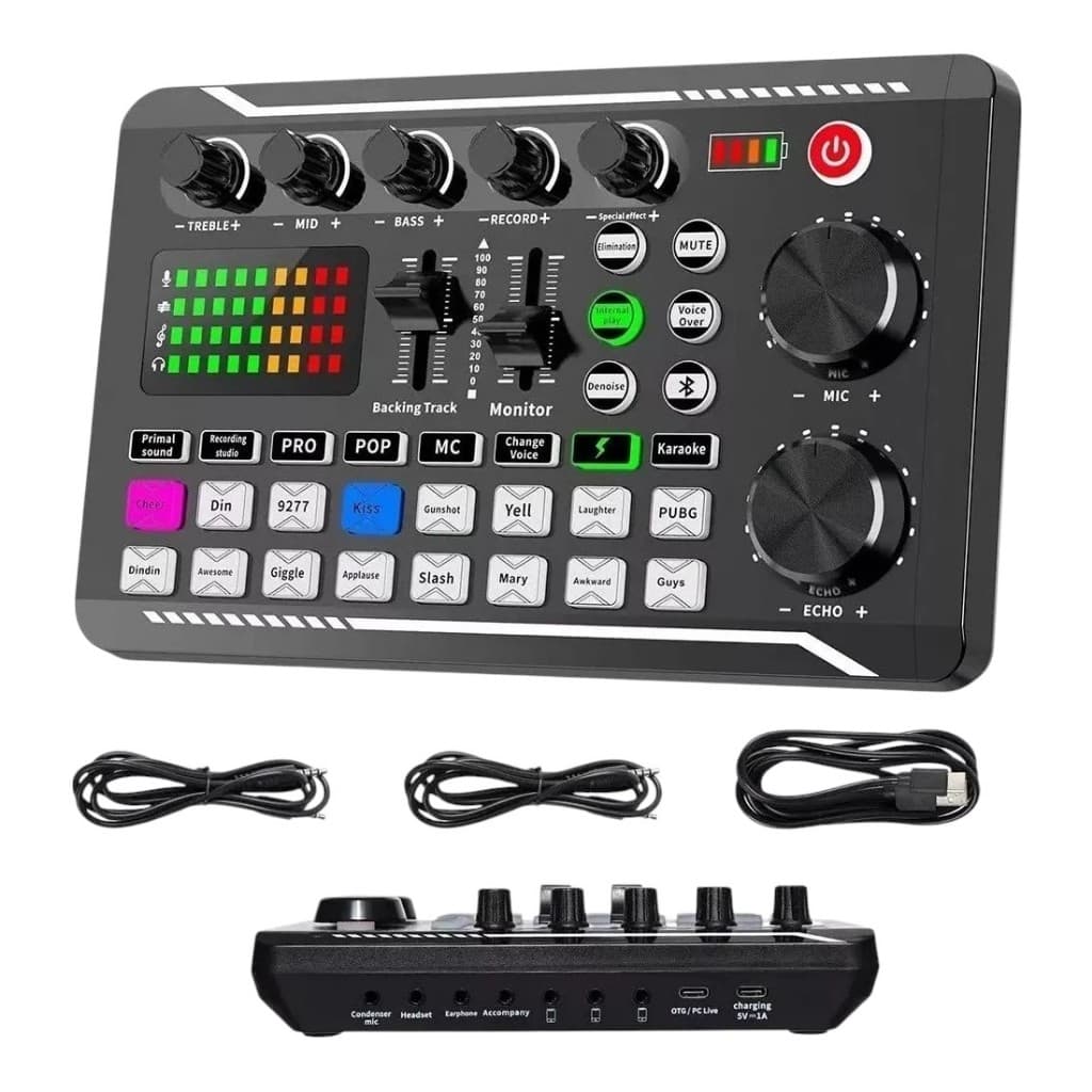 Placa semi Profissional De Som Áudio e Mixer Interface Live Tiktok e Efeito Sonoro e vídeo Celular