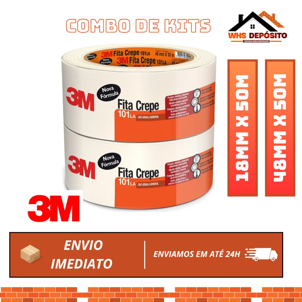 Fita Crepe 48mmx50m - 18mmx50m - 3M