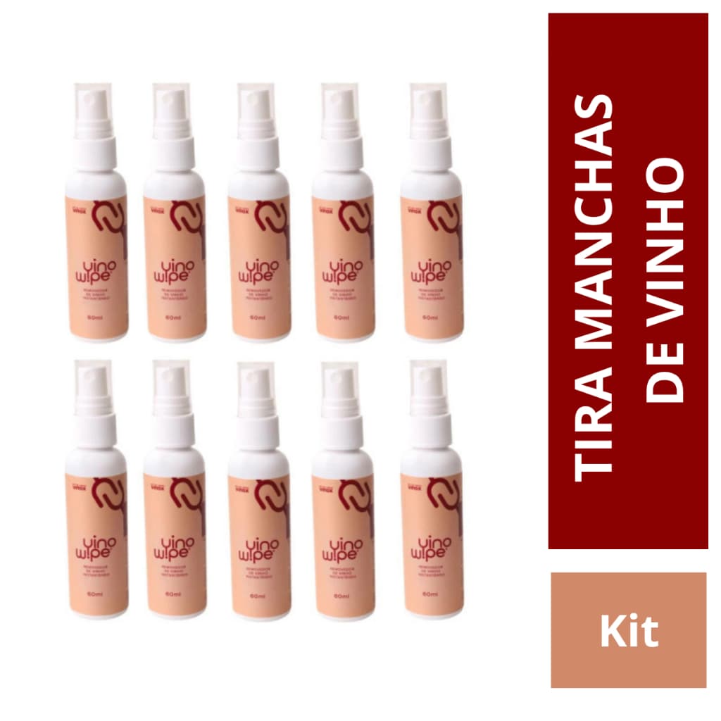 Kit 10 Tira Manchas Instantâneo VinoWipe 60 ml Removedor de Vinho em Roupas Coloridas e Branca Kit C/10