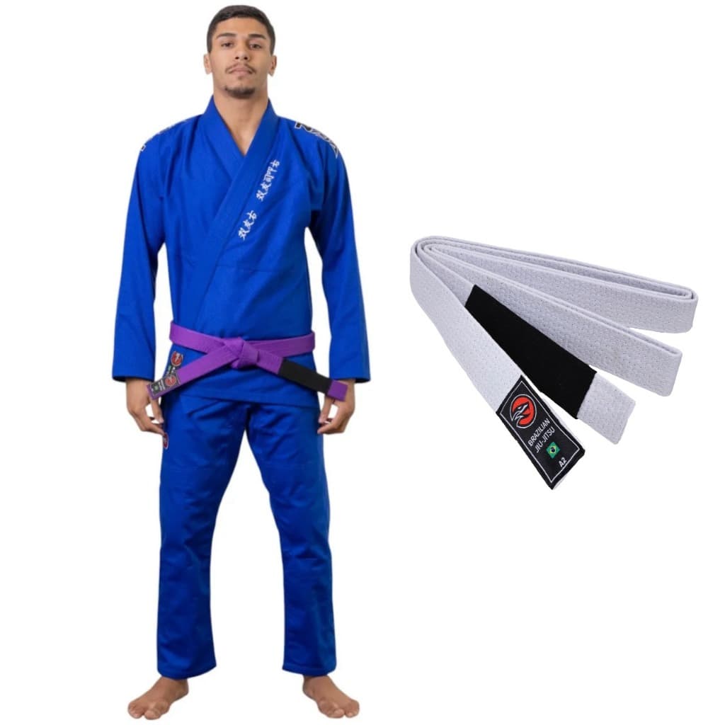 KIMONO JIU JITSU TRANÇADO REFORÇADO HANZO (AZUL) + FAIXA JIU JITSU - NAJA