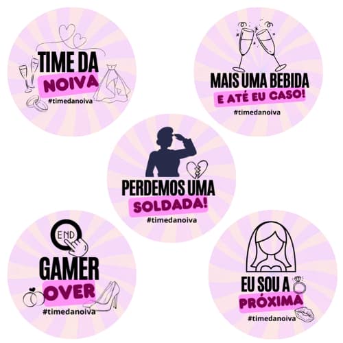 Kit Adesivos Despedida De Solteiro Noivo Noiva 4cm 50uni