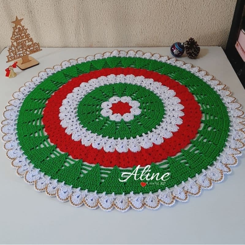 Centro de Mesa de Pinheiro de Natal Luxo - Centro de Mesa de Crochê - Centro de Mesa Natal