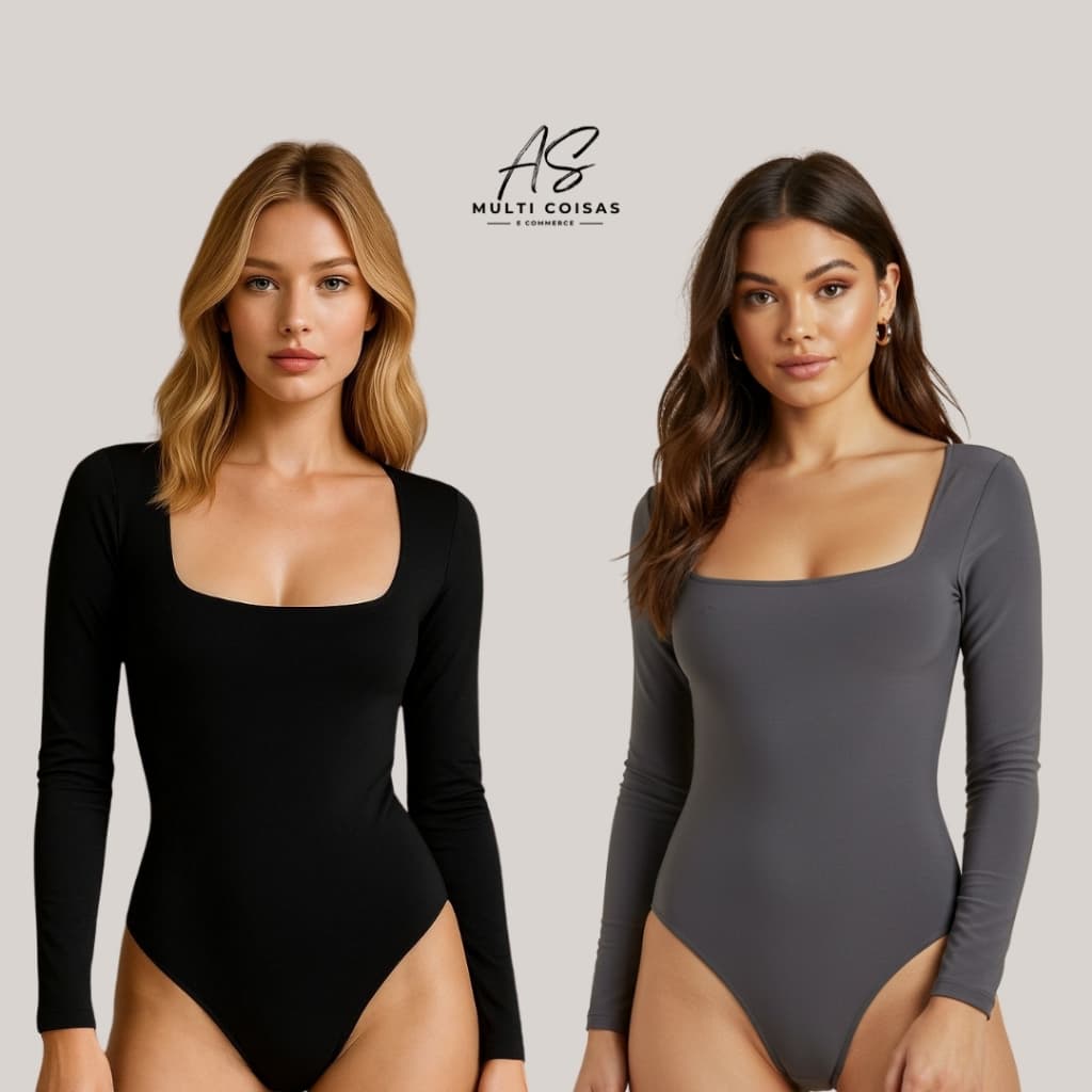 Kit 2 Body Gola Quadrada - Manga Longa Com Forro Duplo Moda Gringa Estiloso e Confortável Ideal Para Faculdade