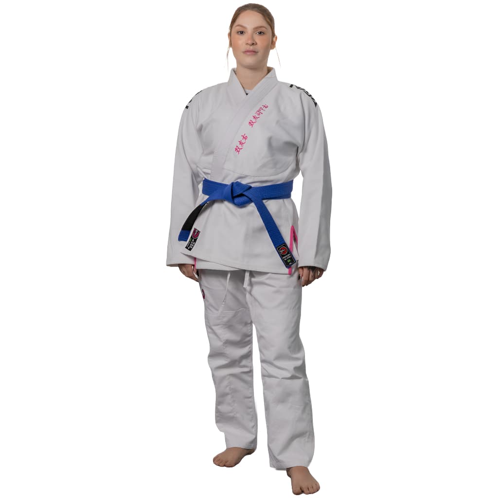 KIMONO JIU JITSU TRANÇADO REFORÇADO HANZO BRANCO/ROSA - NAJA