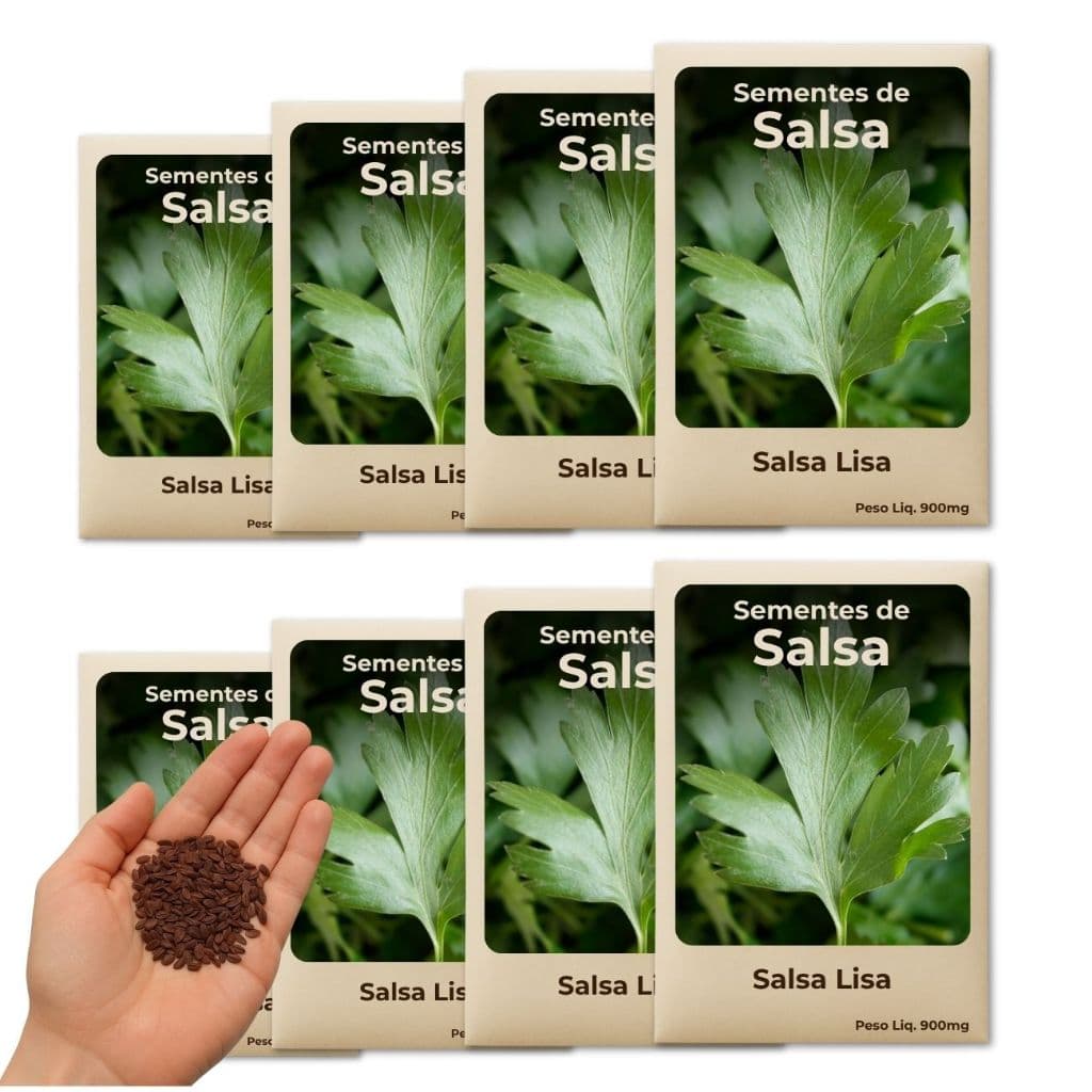 Semente de Salsa Lisa Para Horta Completa Direto no Solo ou Vaso - Kit 8 Pacotes