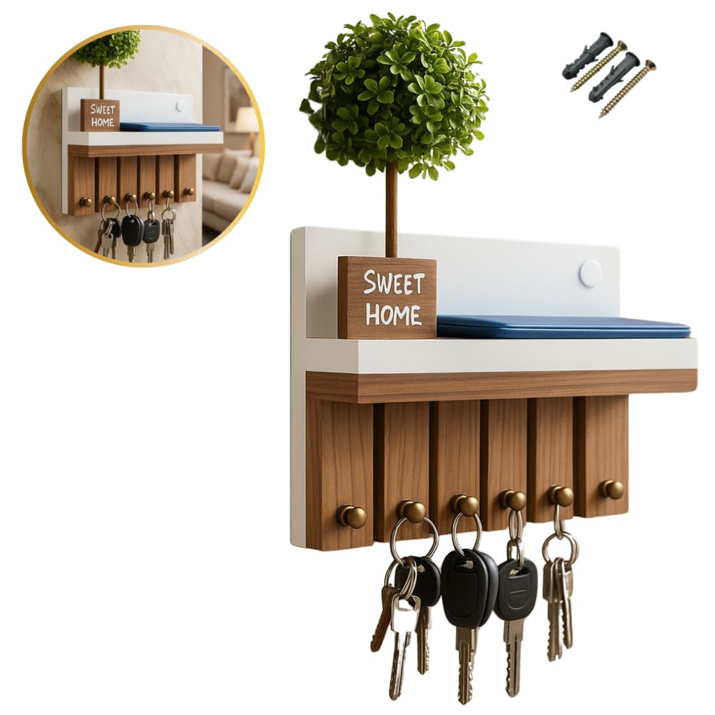 Porta Chaves de Parede MDF Ripado Decoração Moderna