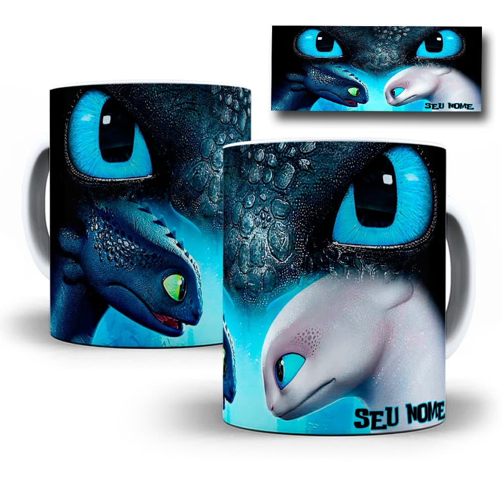 Caneca Porcelana Como Treinar o seu Dragão Banguela COM SEU NOME