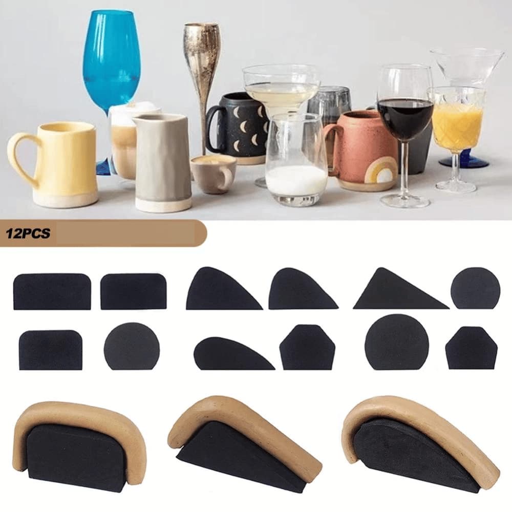 12Pcs Alça de Copo de Cerâmica para moldes de argila, moldes de alças para canecas