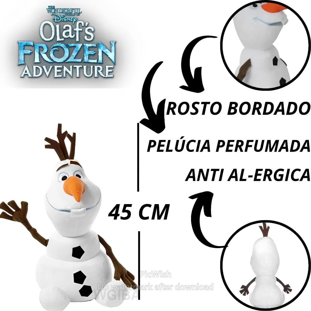 Pelúcia Boneco de Gelo Olaf 45 cm antialérgico Brinquedo em Oferta top vem ser feliz