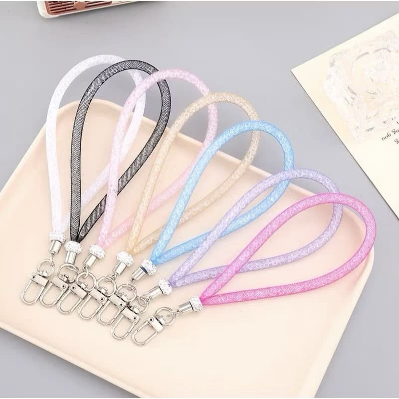 Correias Cordão de Pulso curto c/Diamantes Interior para celular chaveiro porta-chaves evite quedas