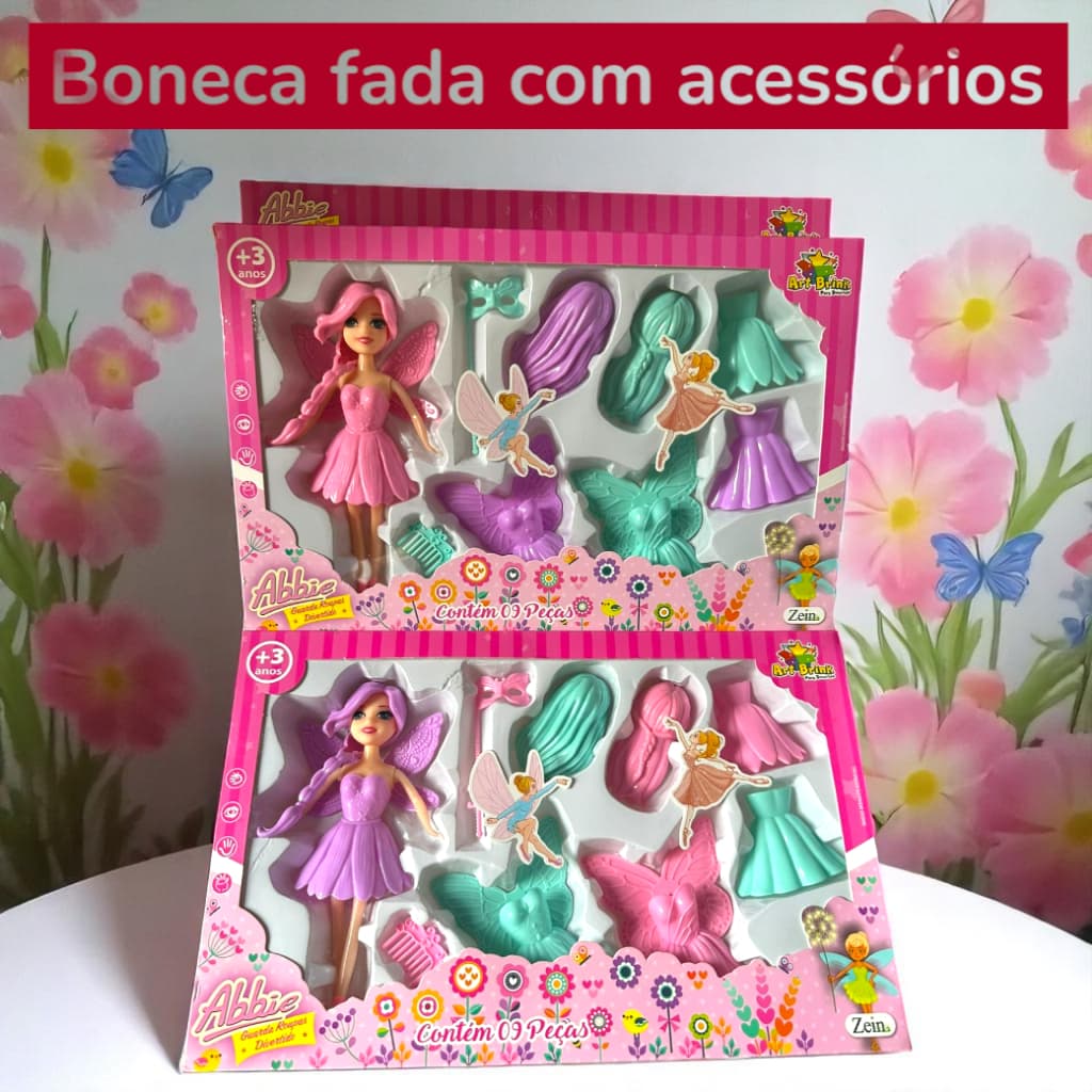 Boneca Fada Abbie Troca de Roupa com 9 Peças| Brinquedo Menina Art Brink Original