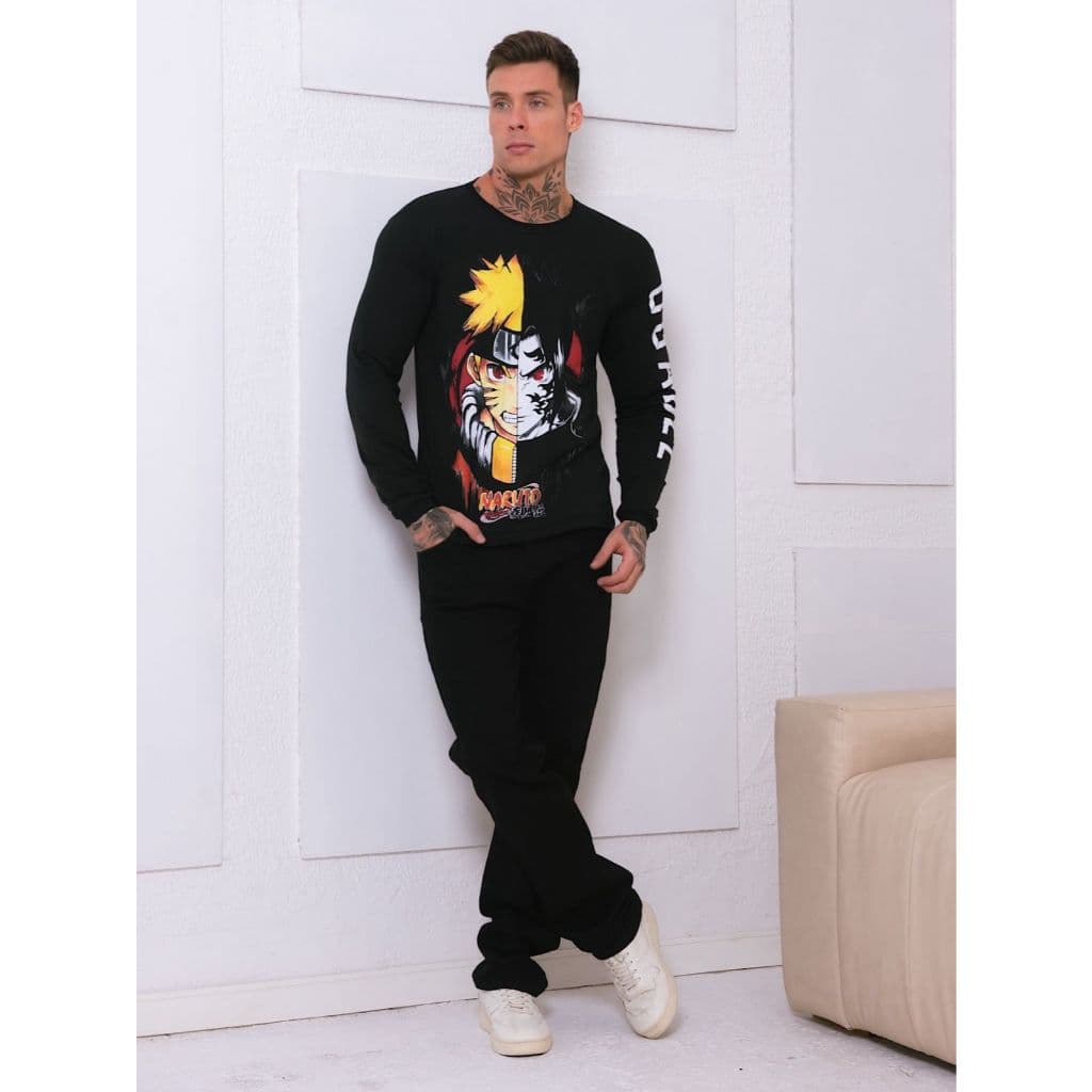 Camiseta Manga Longa Masculina Desenhos Anime  Shippuden