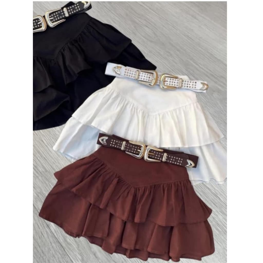 Saia shorts tecido sensorial marrante camadas com bababos ziper casual