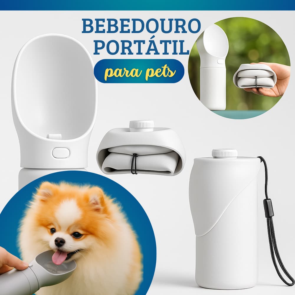Bebedouro Portátil Garrafa Água para Pets Cachorro Silicone Dobrável Viagem Passeio 300ml Bebedouro Fácil de Usar