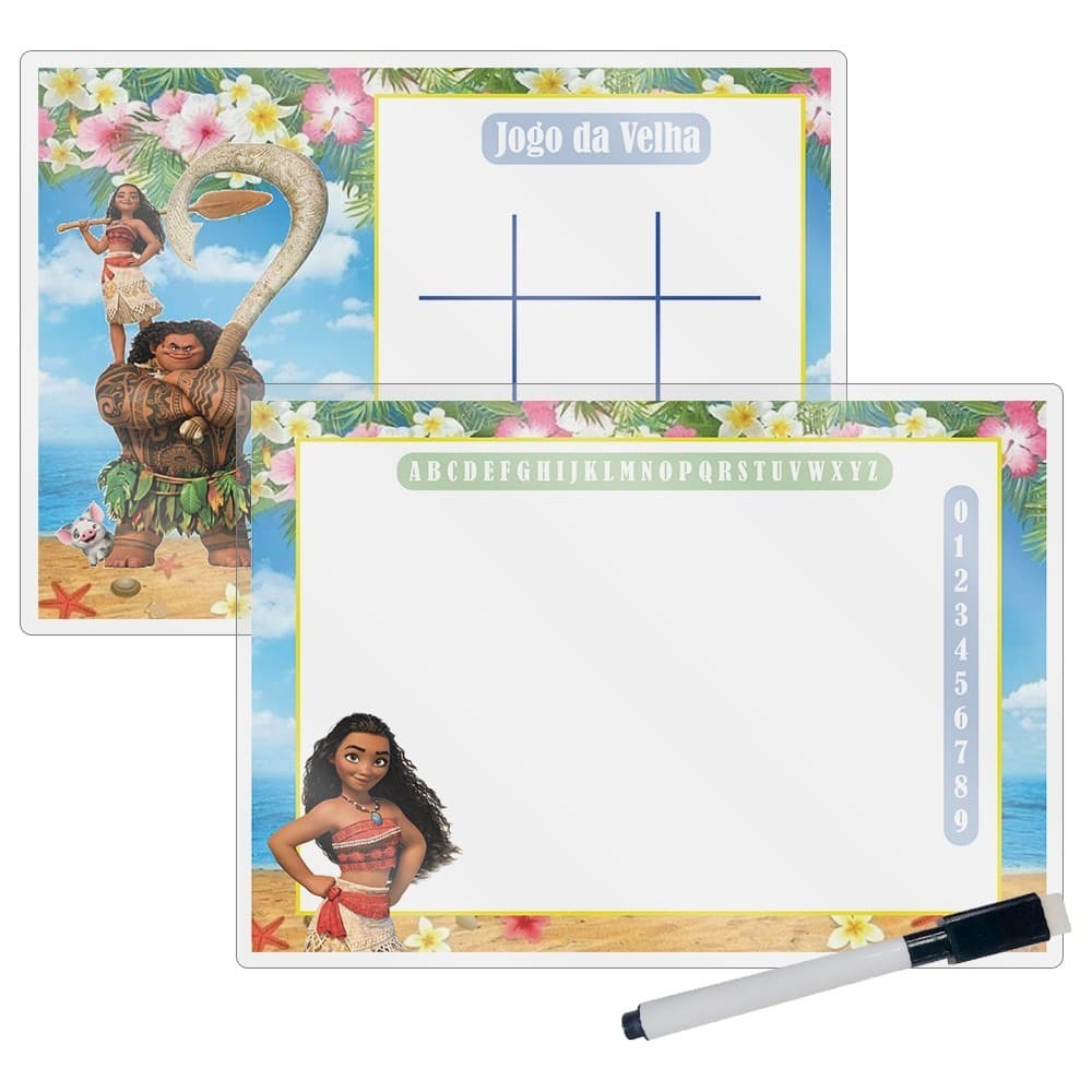 50 Kit's UNIDADES LEMBRANCINHAS LOUSAS MÁGICA QUADRO BRANCO INFANTIL TEMA MOANA - ENVIO JÁ