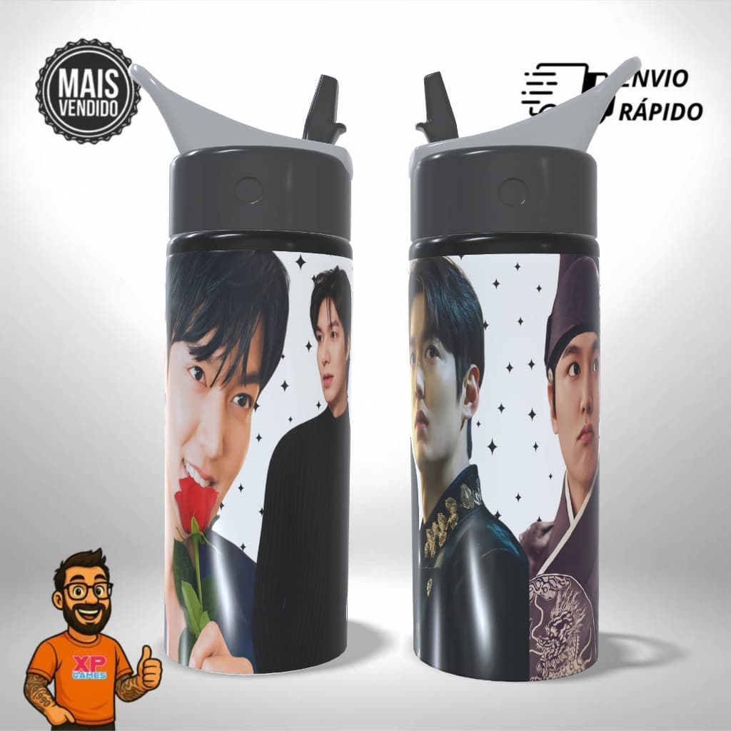 Garrafa Squeeze Personalizado - Lee Min Ho Rei Eterno Oppa Dorama Kdrama - Presente