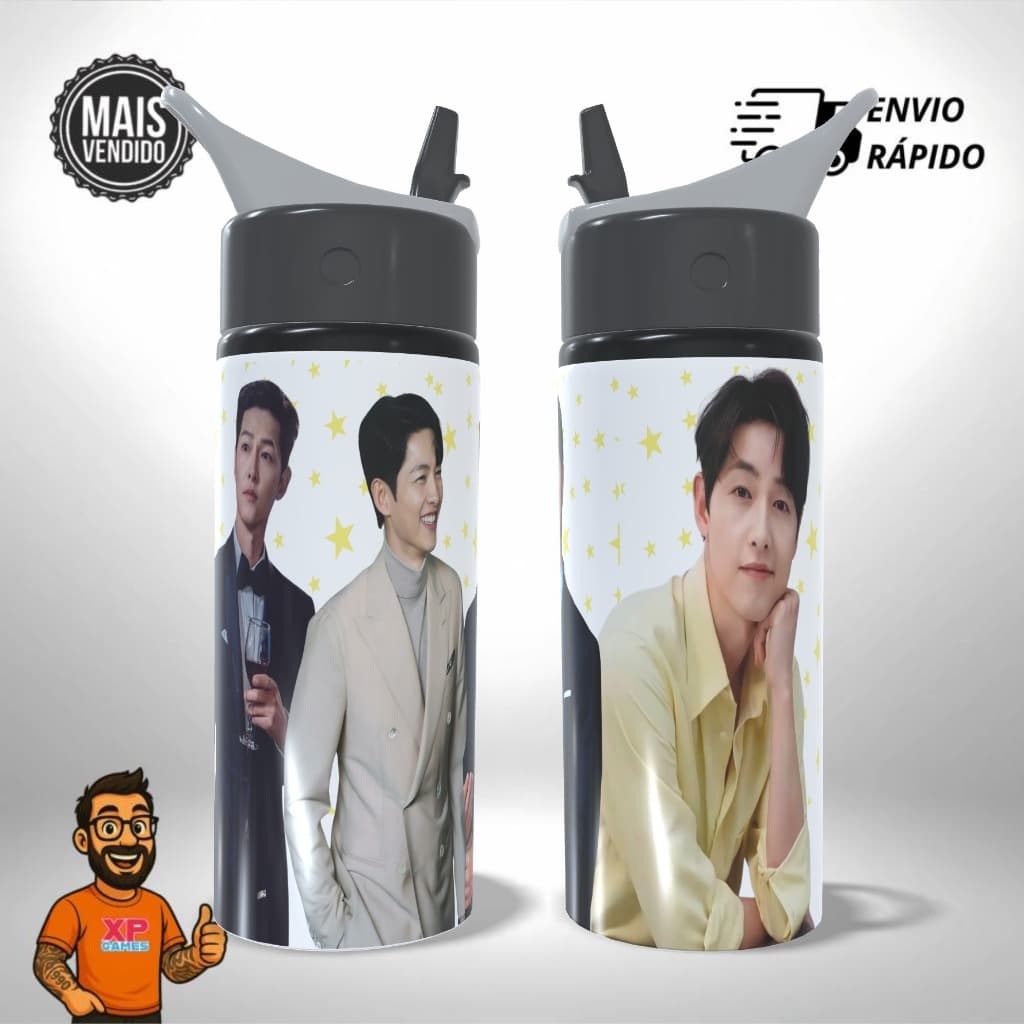 Garrafa Squeeze Personalizado - Song Joong-ki Vincenzo Oppa Dorama Kdrama - Presente