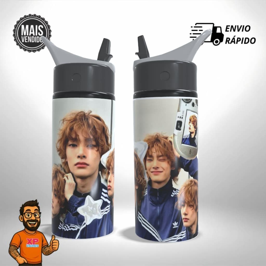 Garrafa Squeeze Personalizado - Yang Jeongin I.N- Stray Kids SKZ - Presente