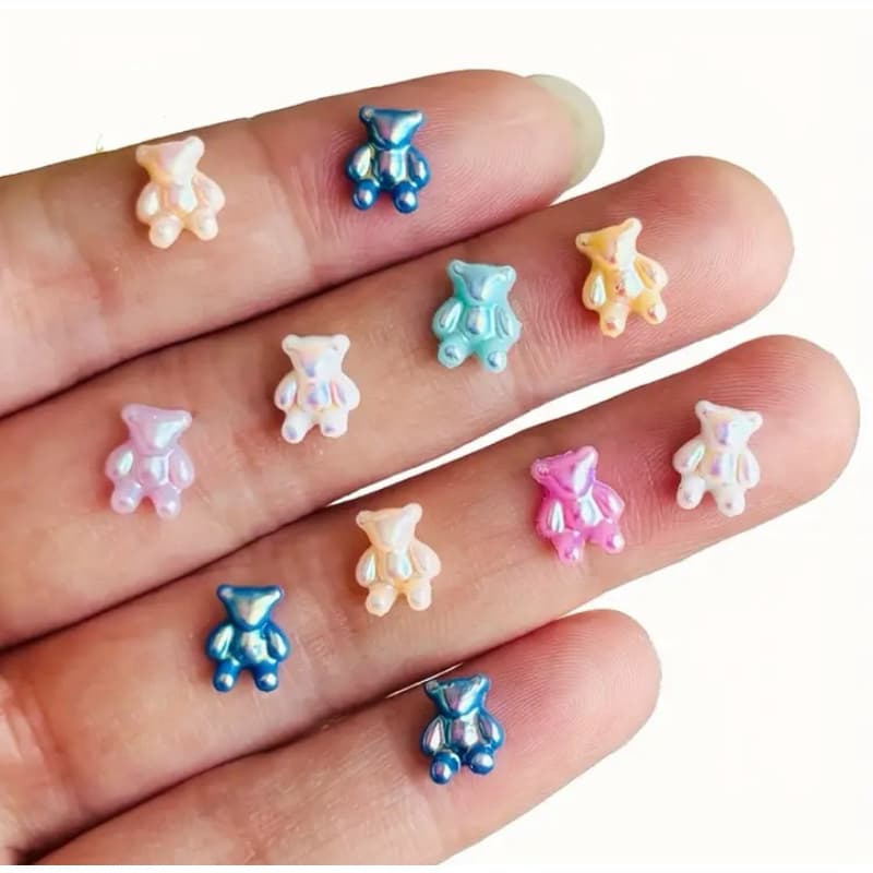 Kit com 20 Ursinhos M03 3D para Unhas – Brilho Holográfico