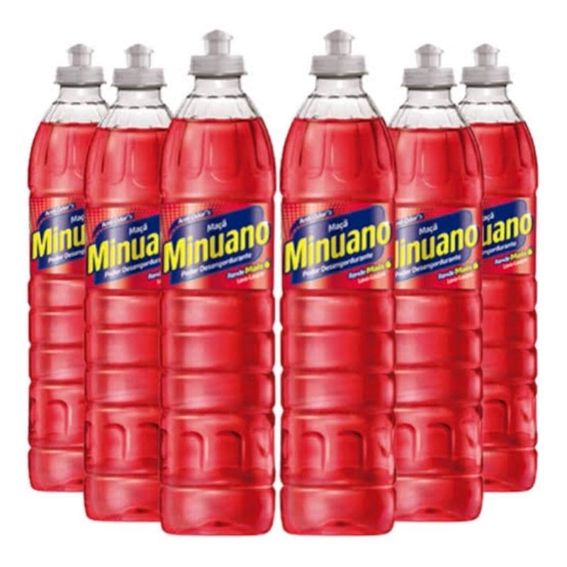 Kit com 6 Detergentes Minuano Vermelho – Poder Desengordurante e Perfume Duradouro! 🧼🍓