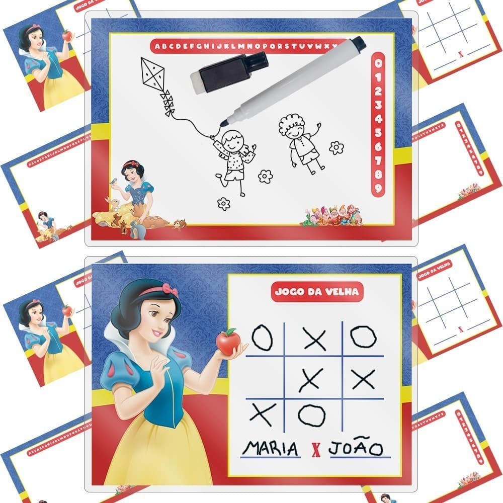 10 LousaS Mágica + Caneta Com Apagador Lembrancinha Festa Infantil BRANCA DE NEVE Ou Outros temas