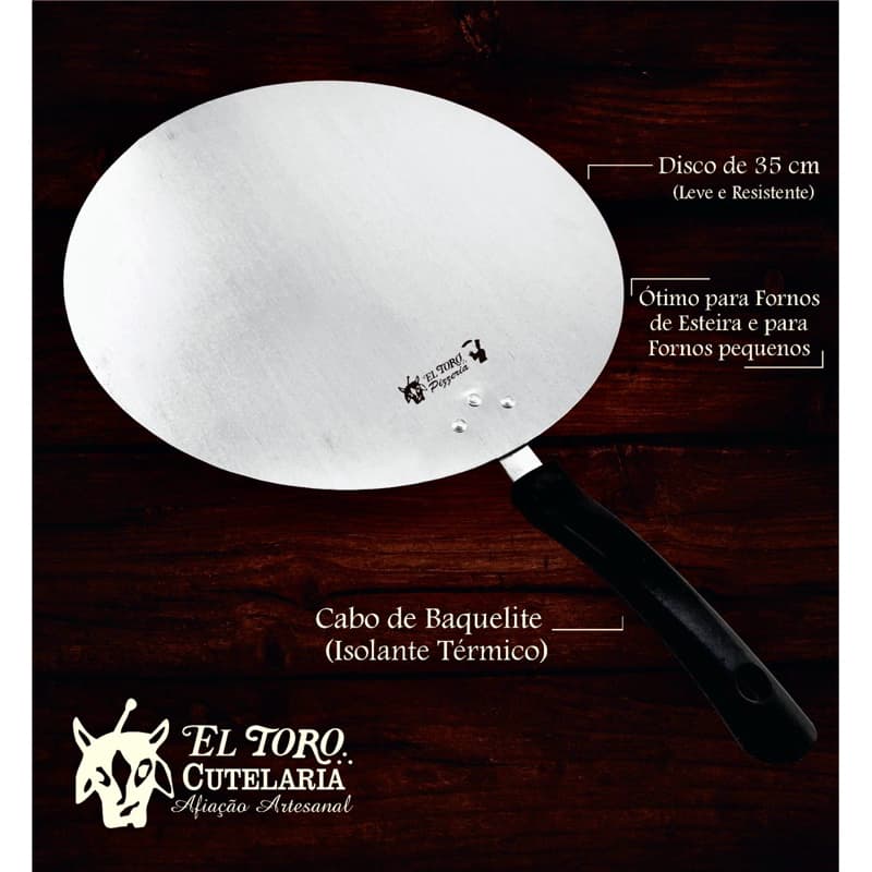 2 Pás para Pizza de 35 cm com Cabo Curto de Baquelite EL TORO CUTELARIA