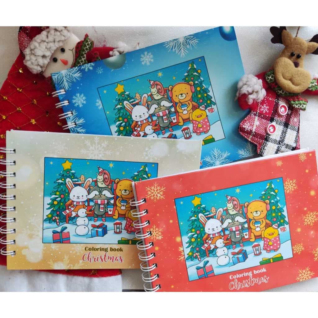 Livro de Colorir Infantil Natal A5 Capa Dura 50 Folhas Grossas com Acetato com ou sem Nome