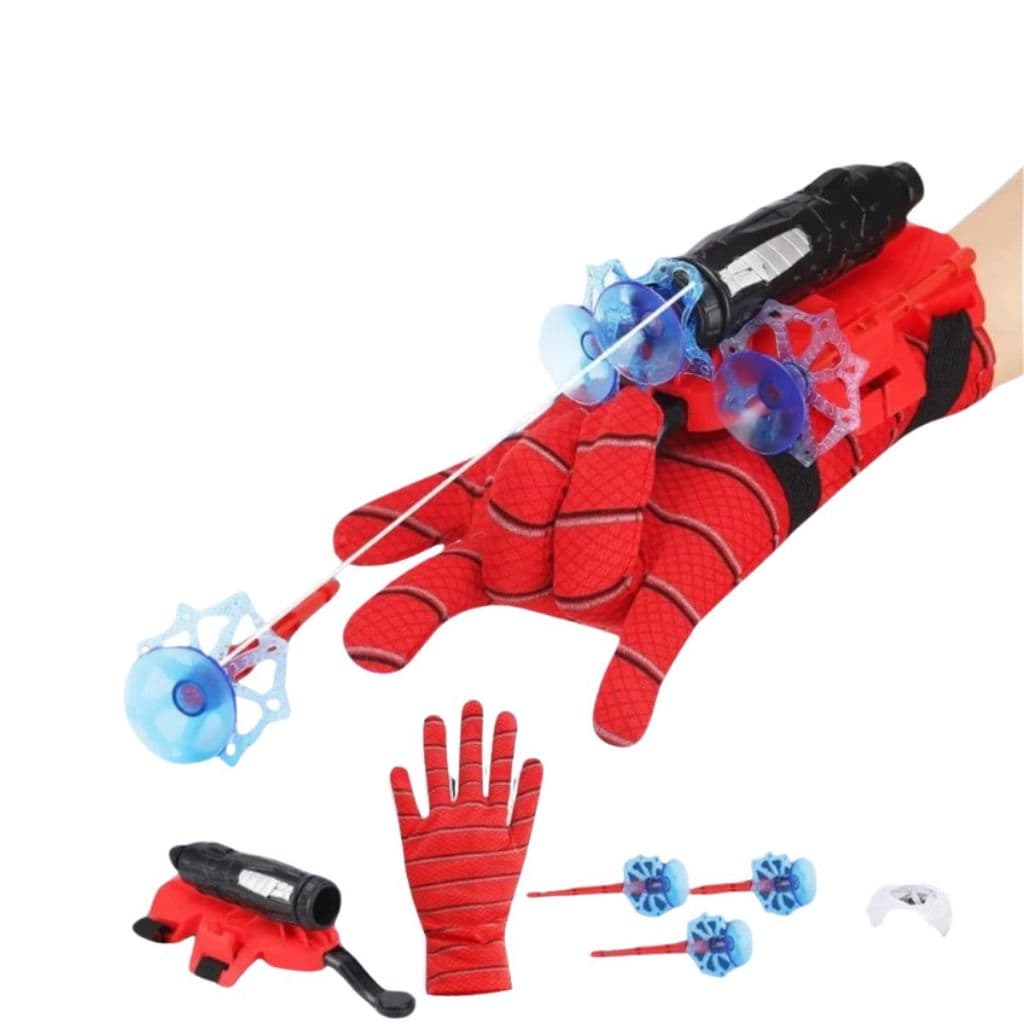 Luva Lançador de Teia Dardos com Ventosa Homem Aranha Brinquedo Infantil Herói Spider Man