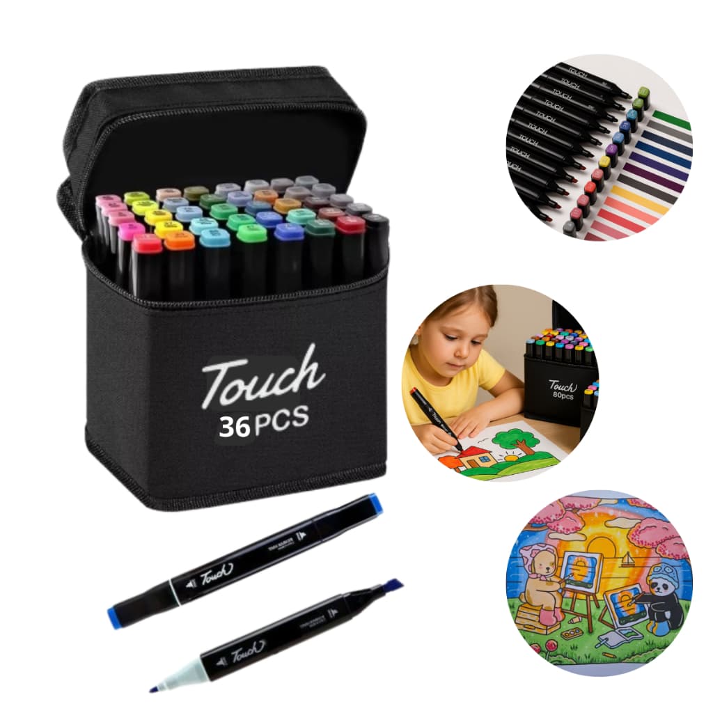 canetinha Touch 12/24/36/48/60/128/262 Touch 36 pcs peças caneta marcadora ponta fina e grossa