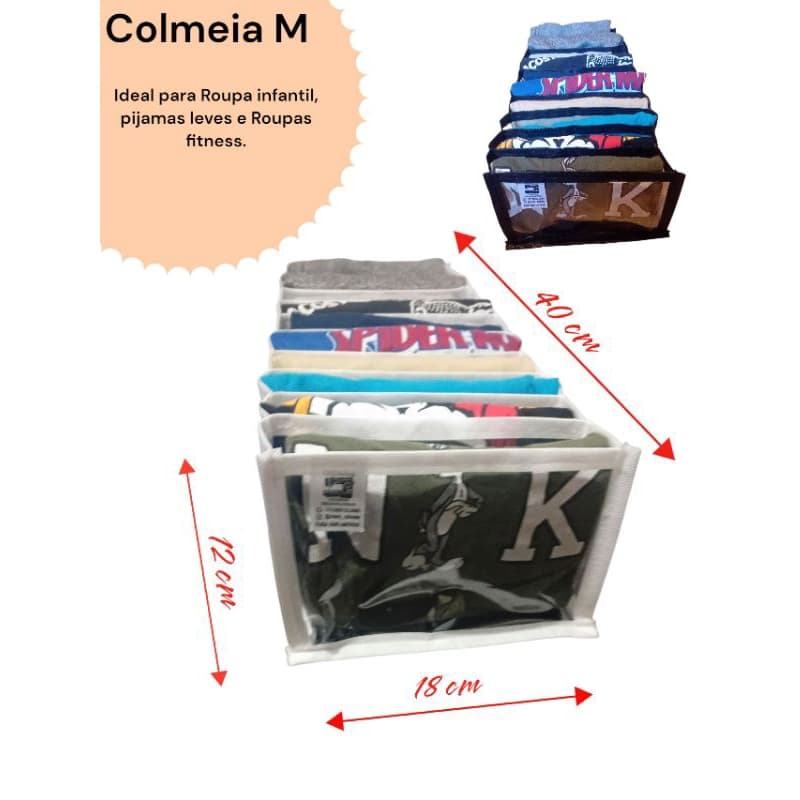 Jogos de 1 Peça , 3 Peças e 5  Peças  Organizador de Gavetas Premium Colmeia M   para Closet e Guarda Roupas