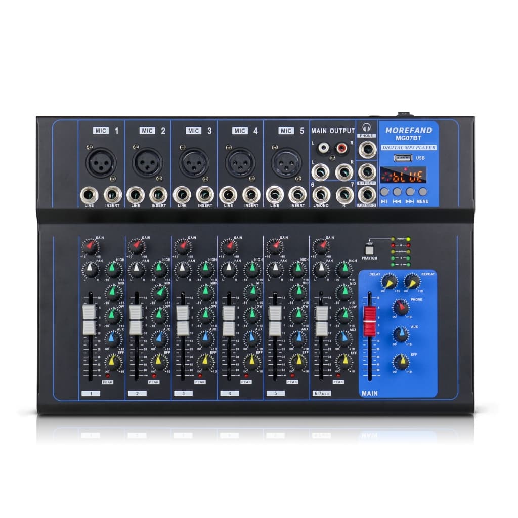 Mesa Som Profissional 7 Canais Misturador Usb Efeito Console.