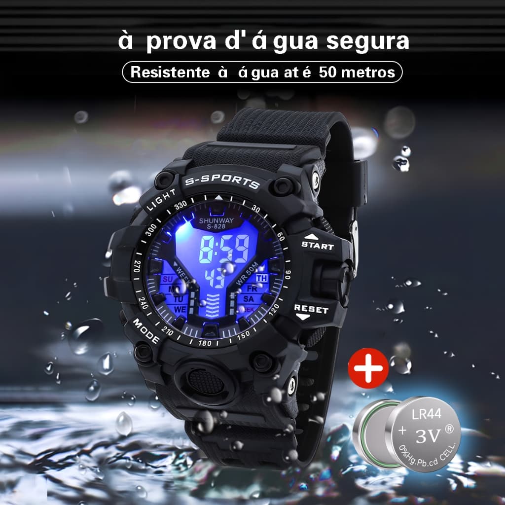 Relógio Masculino Digital A Prova D'água Original Relógios Esportivo Eletrônico Luminoso