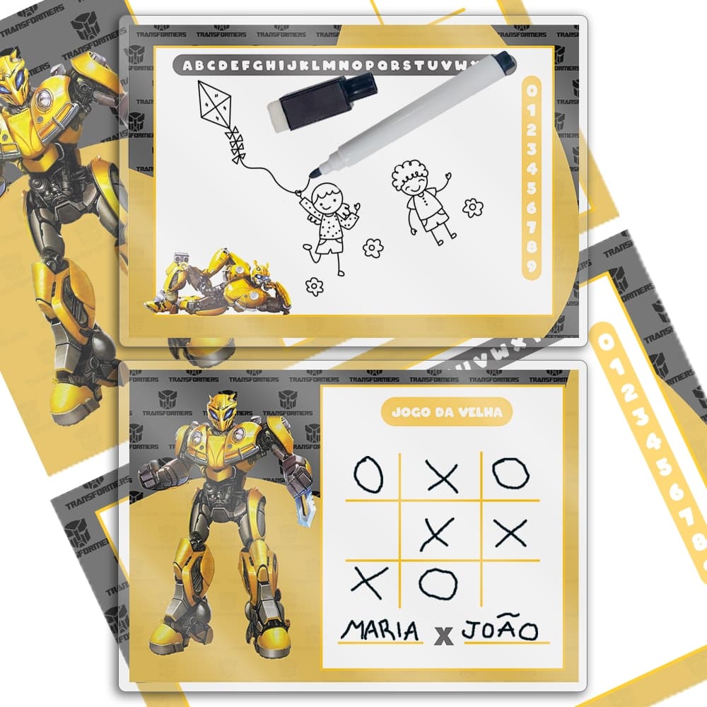 10,20 OU 30 UNIDADES LEMBRANCINHA LOUSA MÁGICA QUADRO BRANCO INFANTIL TEMA TRANSFORMERS - ENVIO JÁ