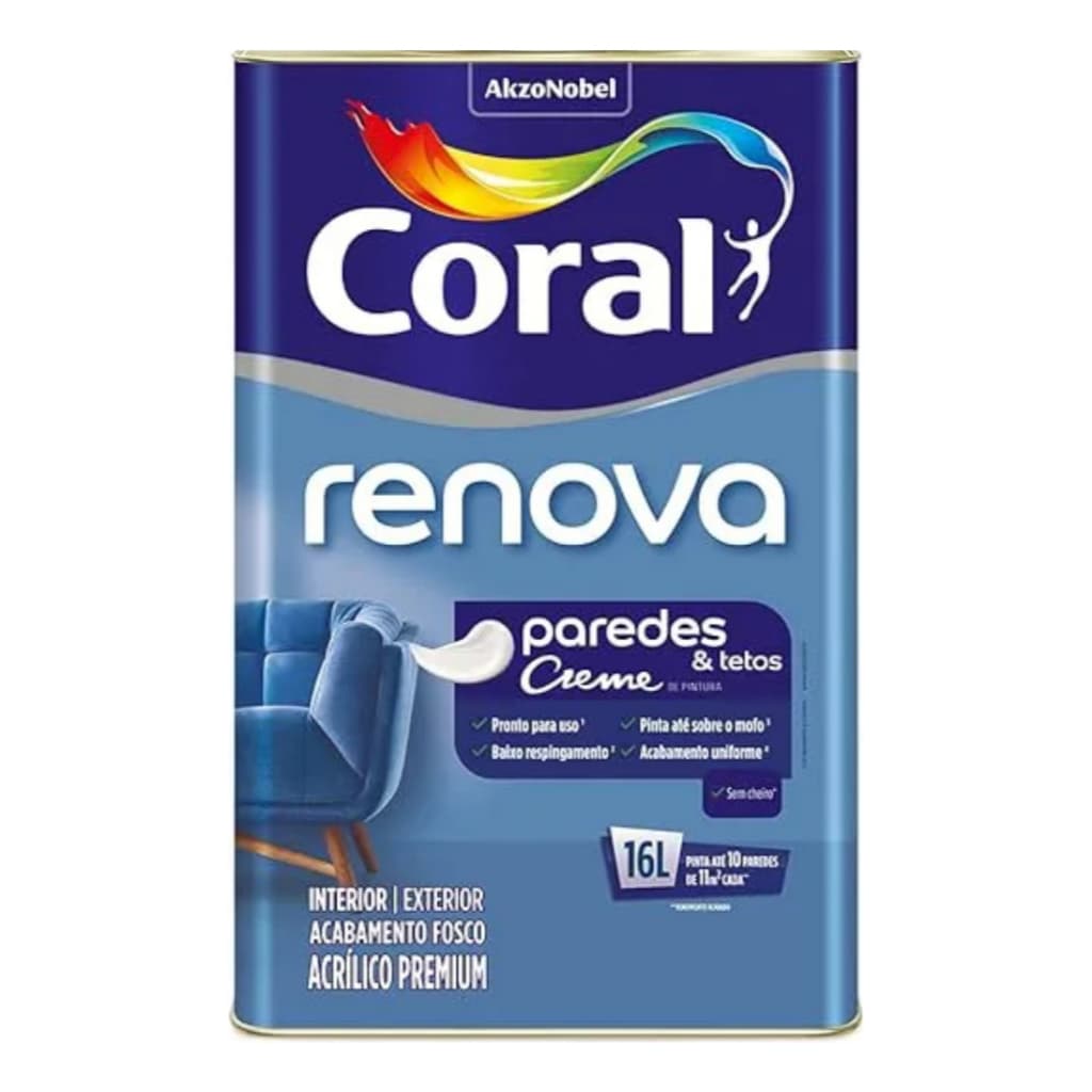 Tinta Para Paredes E Tetos Anti Mofo Coral Renova 16l Cor Cores