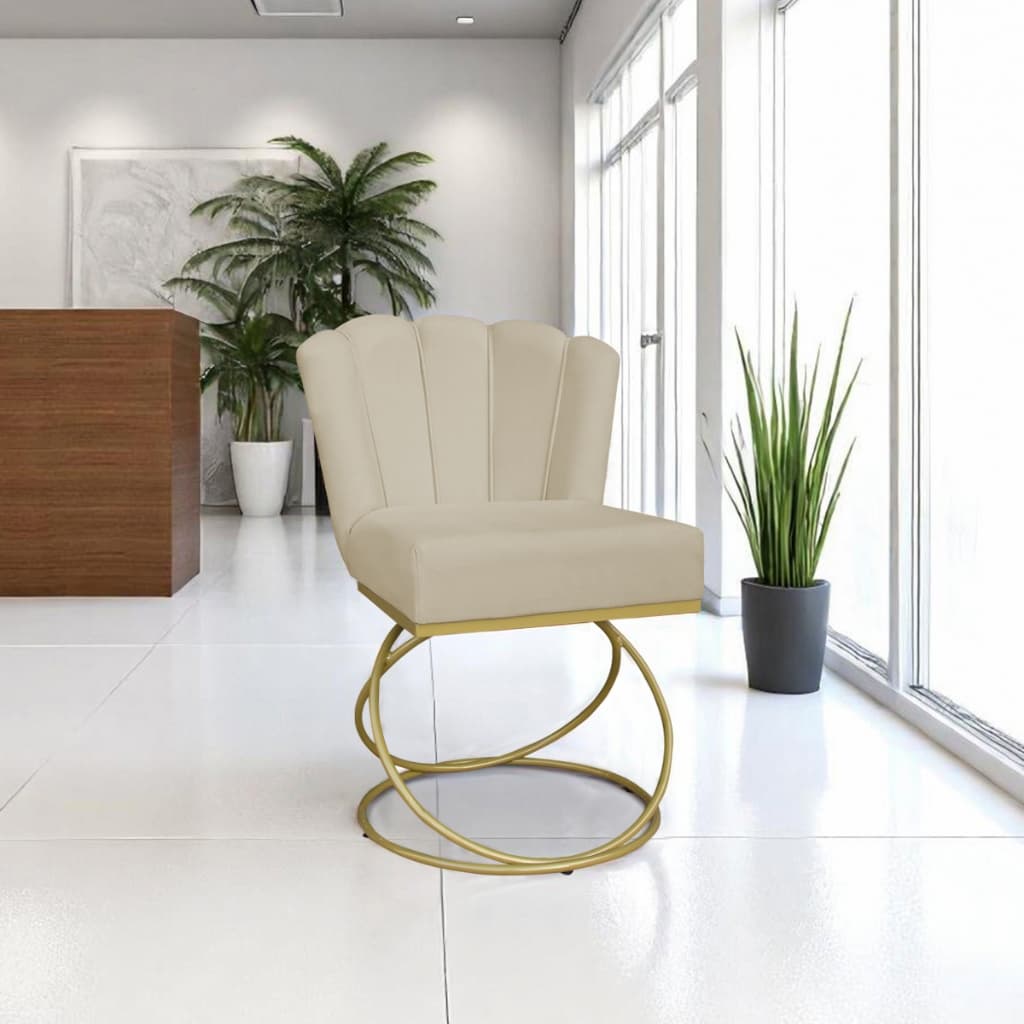 Cadeira para Salão de Beleza Pétala Base de Ferro Dourada Aliança - LR Decor