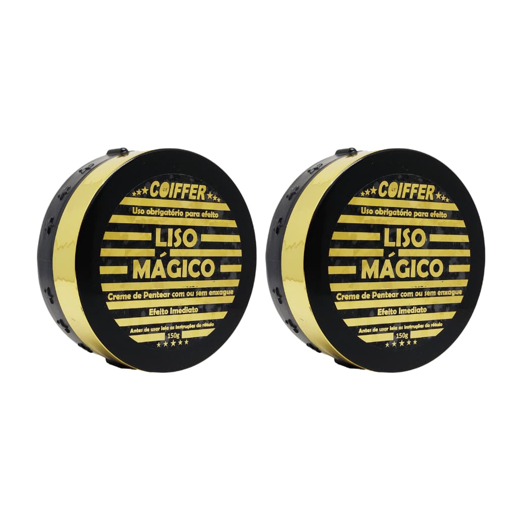 Creme de Pentear Liso Mágico Coiffer 150g Brilho e Antifrizz 2un