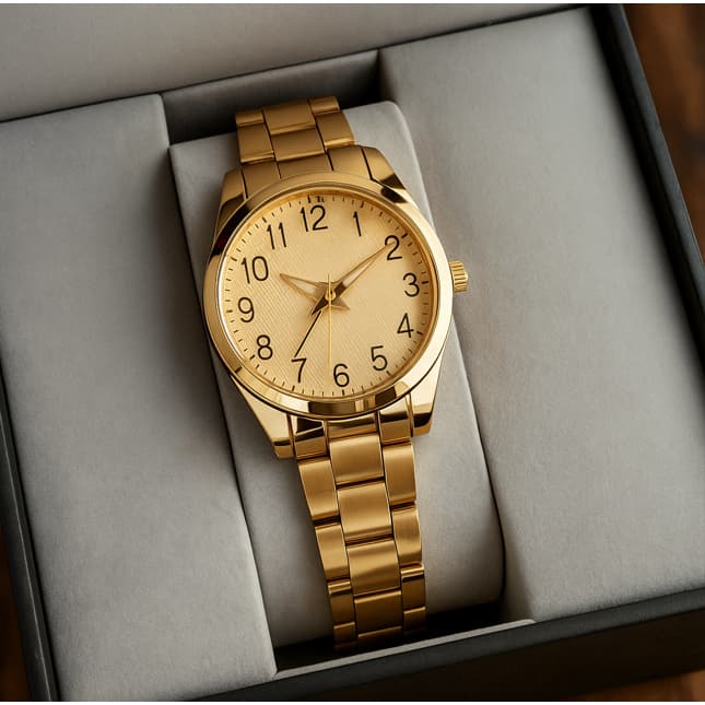 Relógio Feminino Dourado Banhado a Cor Ouro 18k Quartzo Original Resistente à água