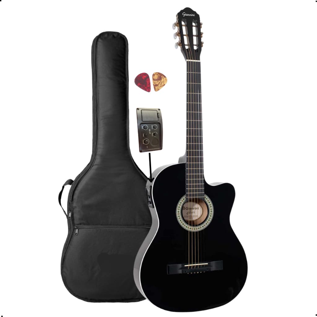 Violão Elétrico Giannini Start Nylon NF-14 CEQ BK + Capa Almofadada