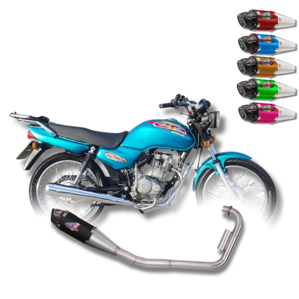 Escapamento e Ponteira Pro Tork Powercore 4 HONDA TITAN 125 1995 A 1999 Esportivo Bomber Flux Aço