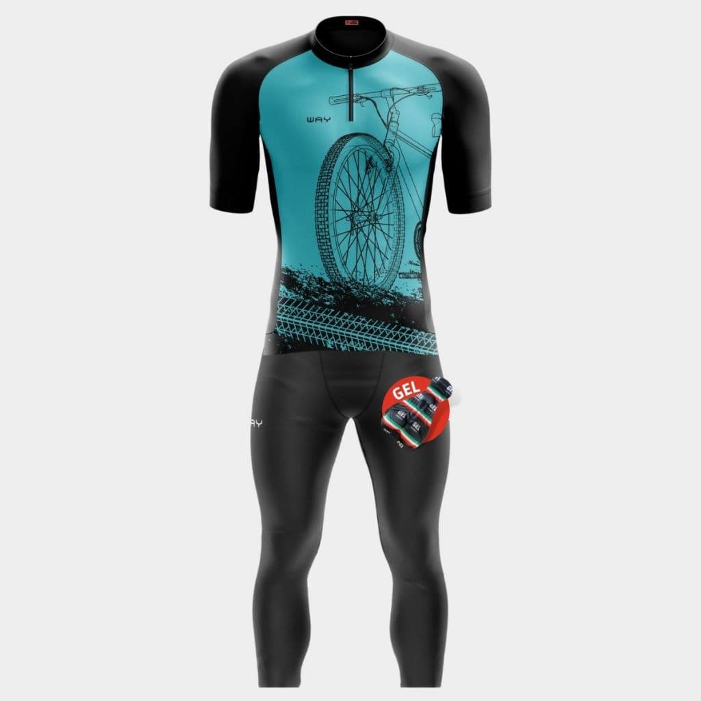 Conjunto Masculino Ciclismo Camisa Pro Zíper Parcial Calça Forro Gel Bike Pedal Roupa Ciclistas
