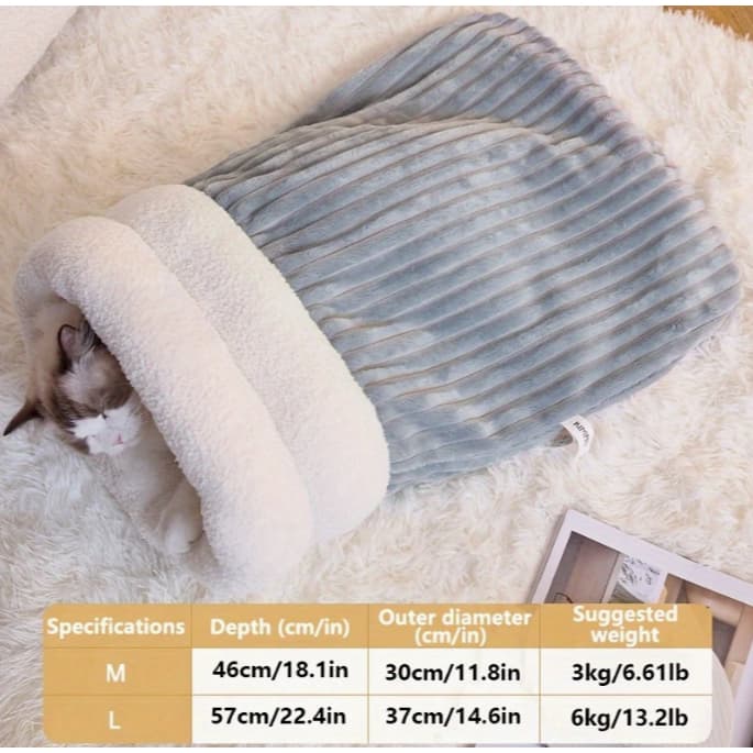 Saco de Dormir para Gatos – Cama em Pelúcia 360° Lavável - Ninho Aconchegante para Gatos e Cães Pequenos
