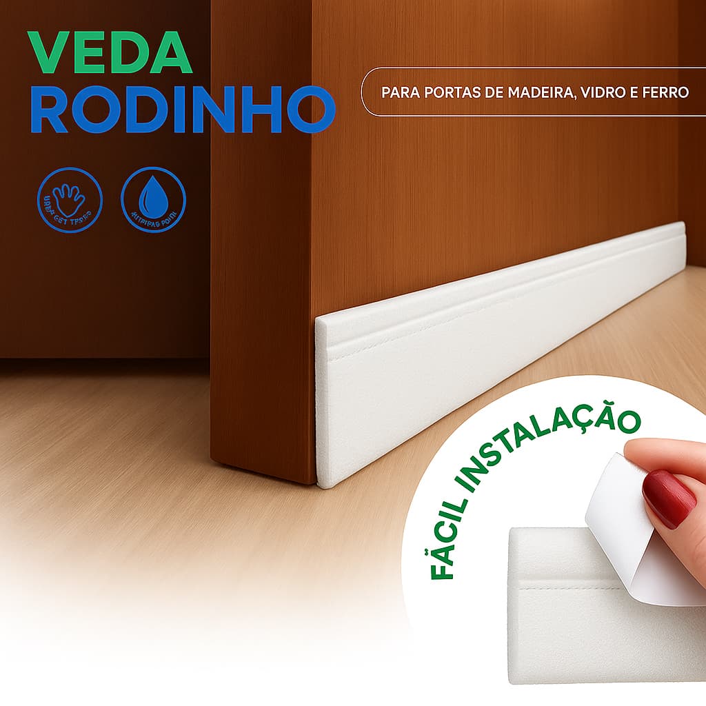 Protetor Contra Insetos Veda Porta Rodinho Adesivo 80cm Antipoeira  Para Casas e Apartamentos