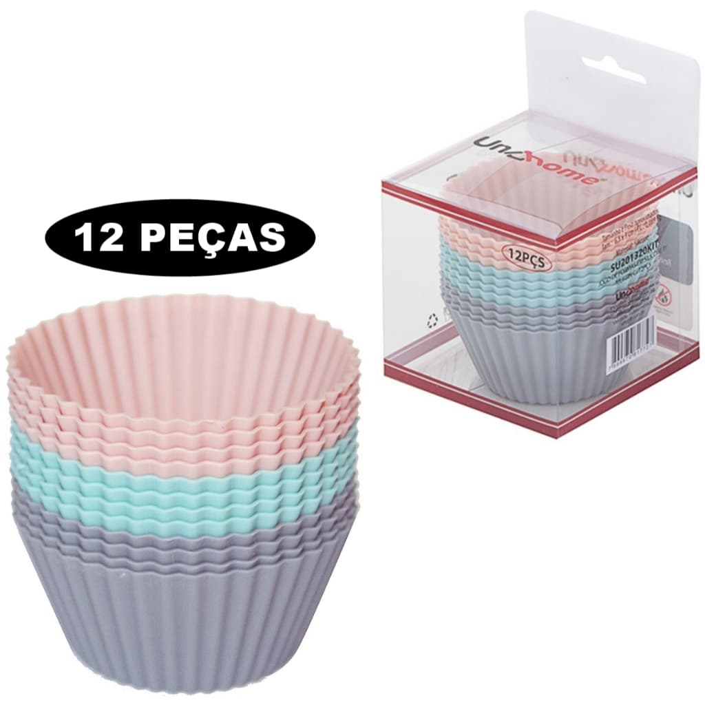 Forminha De Silicone Forma Assadeira Cupcake Mini Bolo Muffin 12 Pçs
