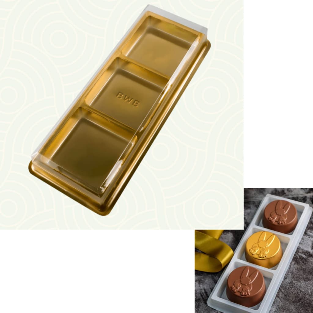 10-50 Caixa para 3 Pão de Mel Embalagem Presente p/ Morango do Amor Doces Finos Brownie Cód14330 BWB