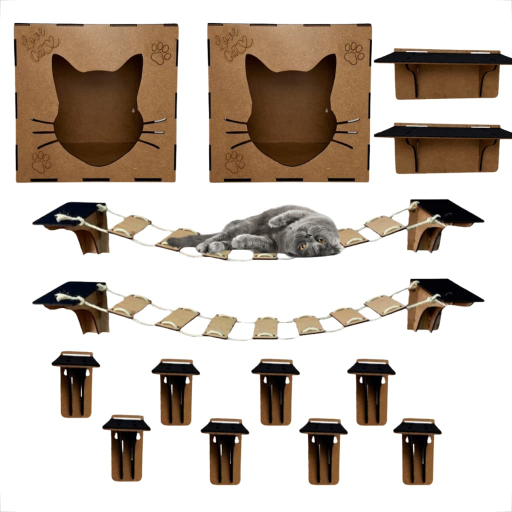 Playground Para Gato Parede 14 Peças Antiderrapante