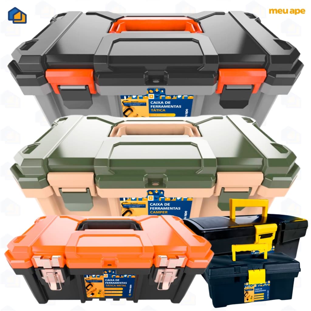 Caixa de Ferramentas Grande Reforçada Fecho Metal 18.3" Maleta Ferramentas Pesca