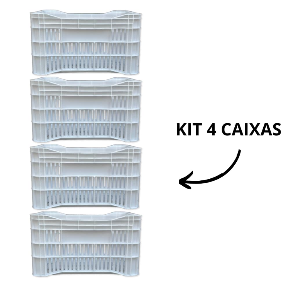 Kit Caixas Plástica Branco Natural Câmera Fria Congelados Massas Alimentos